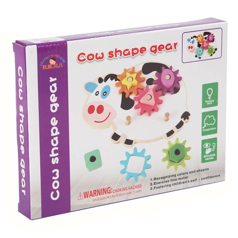 اسباب بازی آموزشی چوبی مدل مونته سوری چرخ دنده طرح گاو