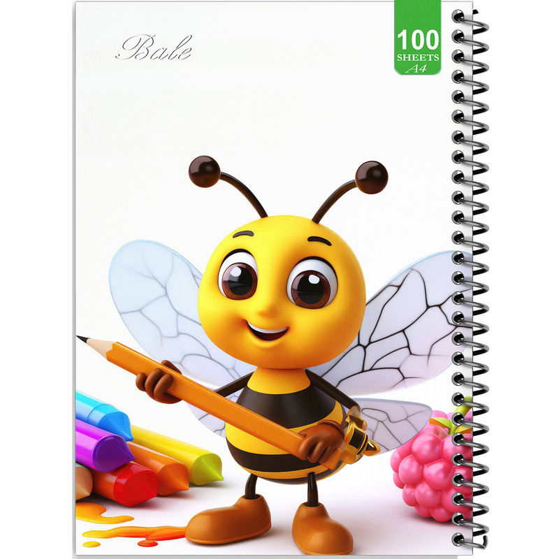 دفتر نقاشی 100 برگ بله طرح فانتزی زنبور نقاش کد A4-N451