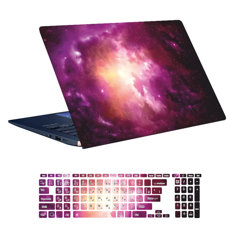 استیکر لپ تاپ توییجین و موییجین طرح Space کد 58 مناسب برای لپ تاپ 15.6 اینچ به همراه برچسب حروف فارسی کیبورد 