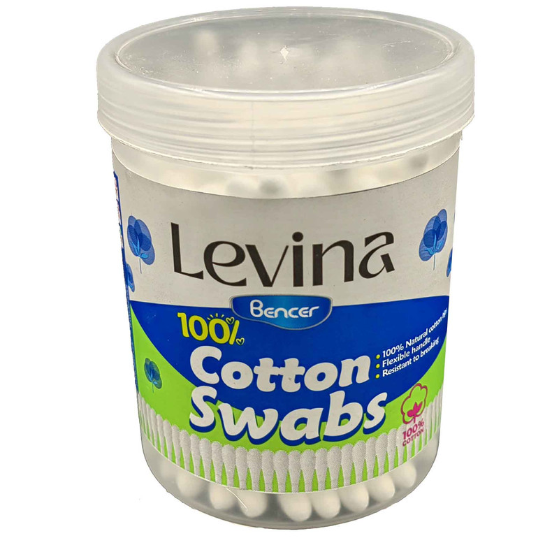 گوش پاک کن لوینا مدل cotton swabs بسته 100 عددی