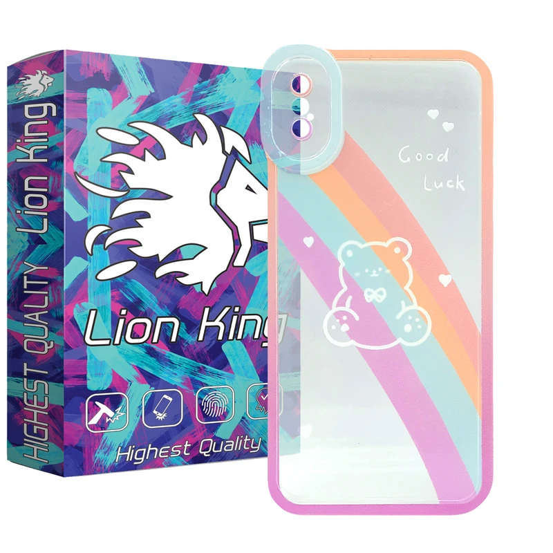 کاور لاین کینگ مدل خرس رنگین کمانی مناسب برای گوشی موبایل اپل iPhone X/Xs