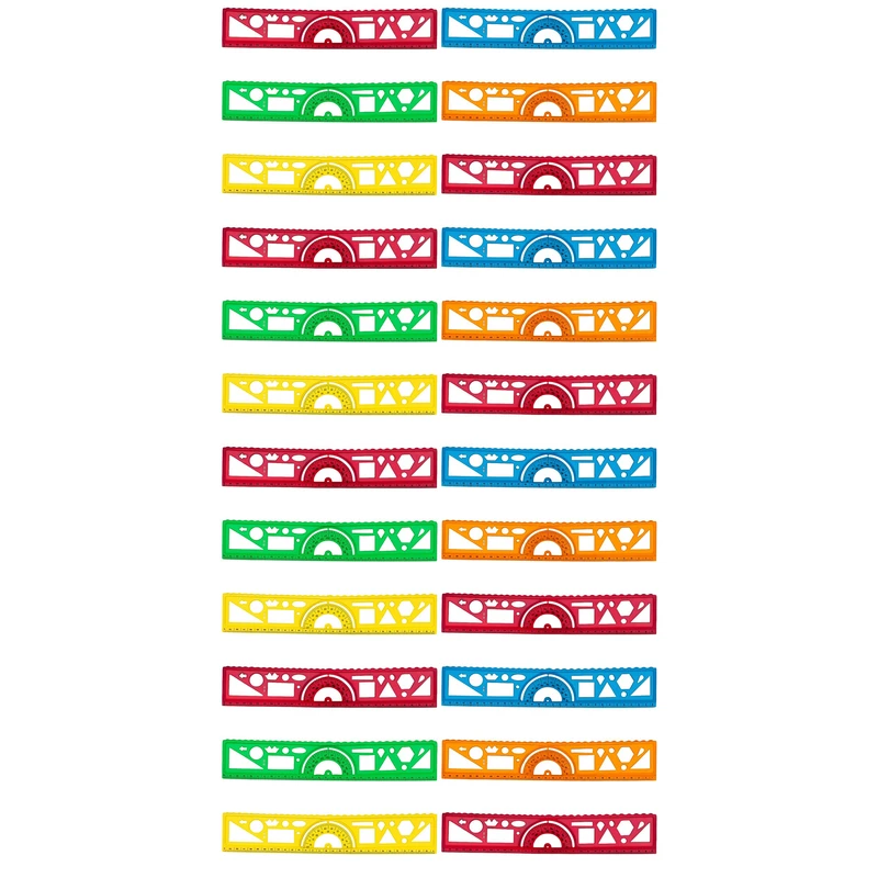 خط‌کش 30 سانتی‌متری مدل نقاله دار ژله ای بسته 24 عددی