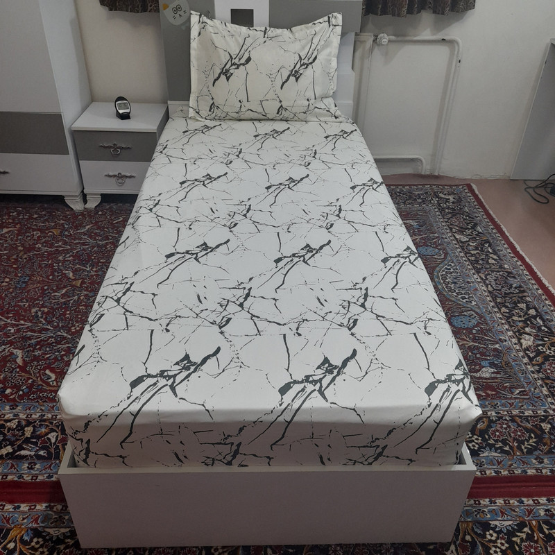 سرویس ملحفه طرح مرمر کد 120 یک نفره دو تکه