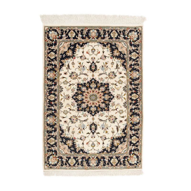 فرش دستبافت یک و نیم متری مدل بافت ایلام گل ابریشم کد 598187