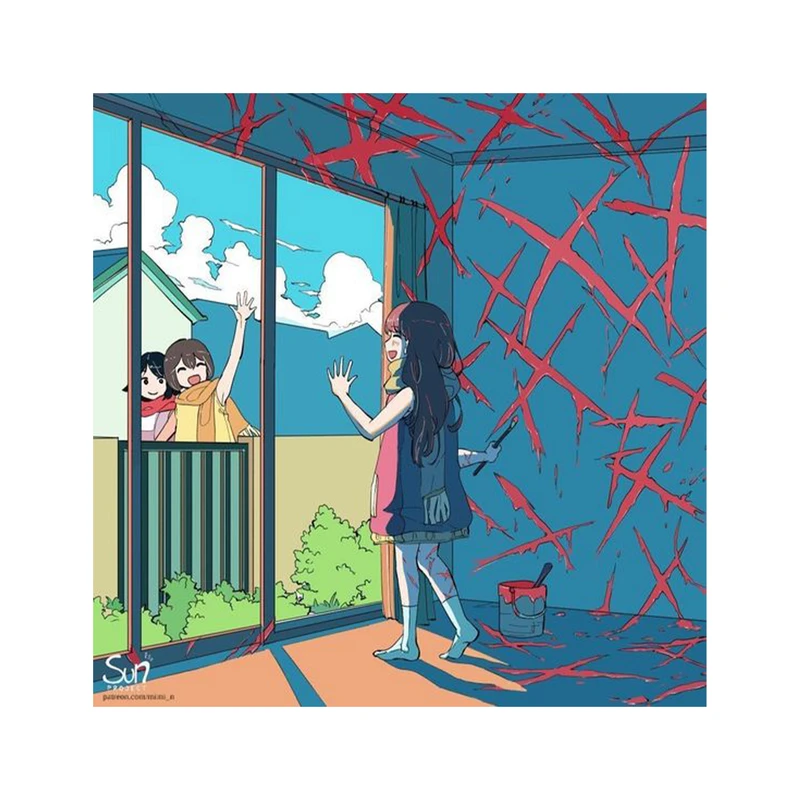 استیکر لپ تاپ و موبایل مدل انیمه طرح دختر انیمه ای بامزه cute anime girl کد 1029