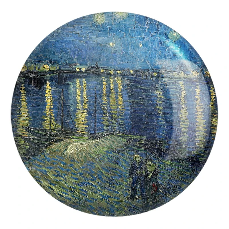 پیکسل خندالو طرح نقاشی شب پر ستاره بر فراز رُن اثر ونسان ونگوگ کد 25474 مدل بزرگ