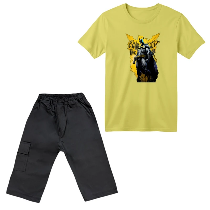 ست تی‌شرت آستین کوتاه و شلوارک پسرانه مدل بتمن کد ۳۳