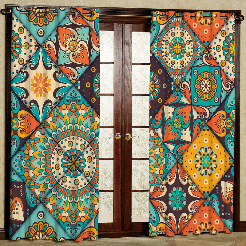 پرده مدل طرح کااشی هازان پانچی کد 2597a سایز 140x200 سانتی متر