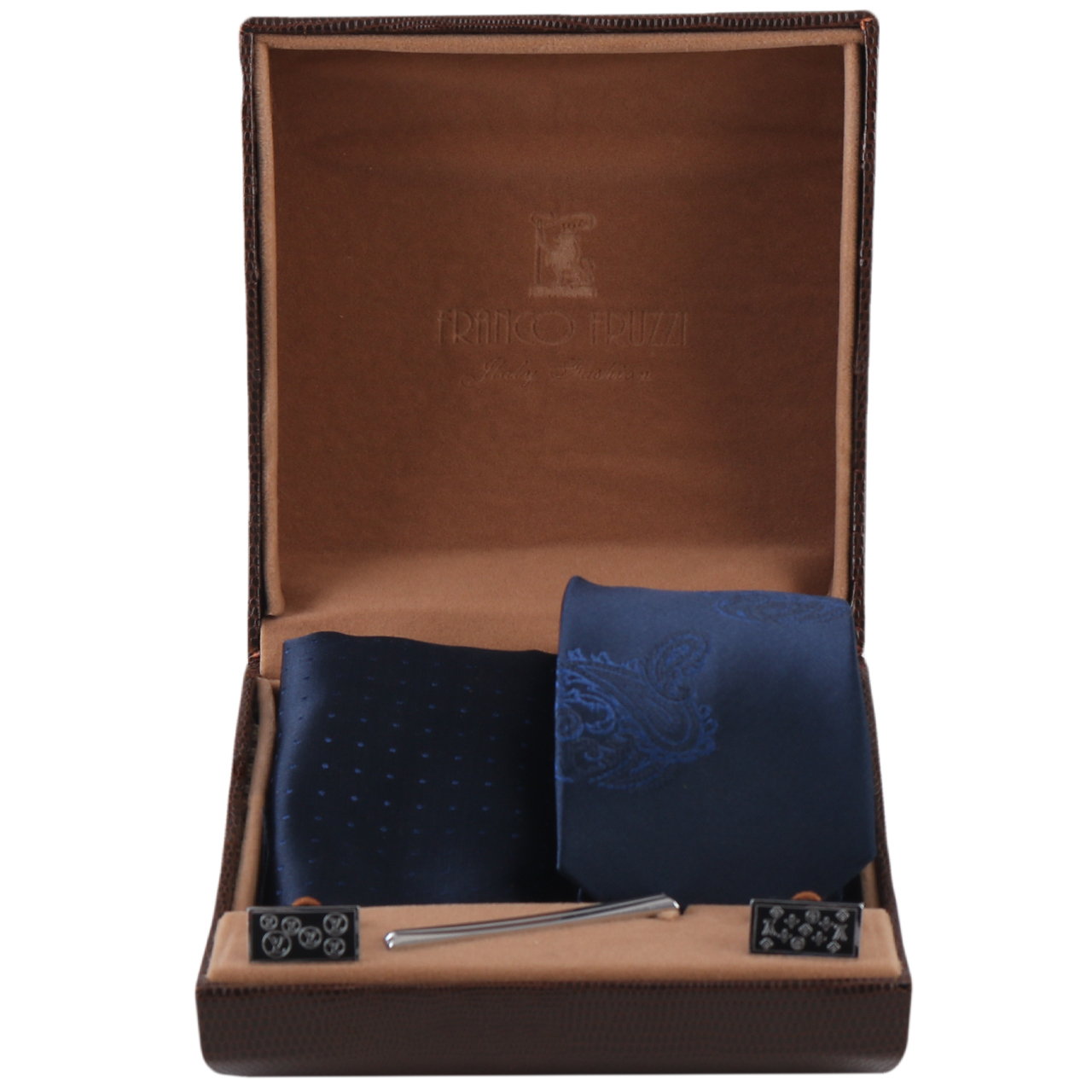 ست کراوات و دستمال جیب و دکمه سردست مردانه فرانکو فروزی مدل F-101847