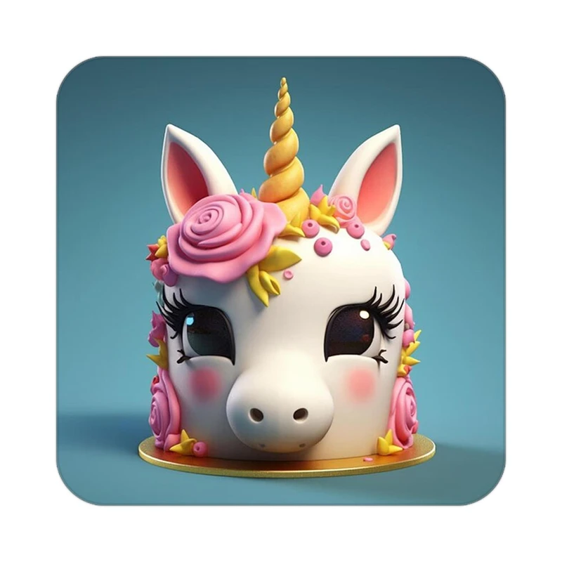 زیر لیوانی کاکتی طرح اسب تک شاخ و یونیکورن مدل mp31009