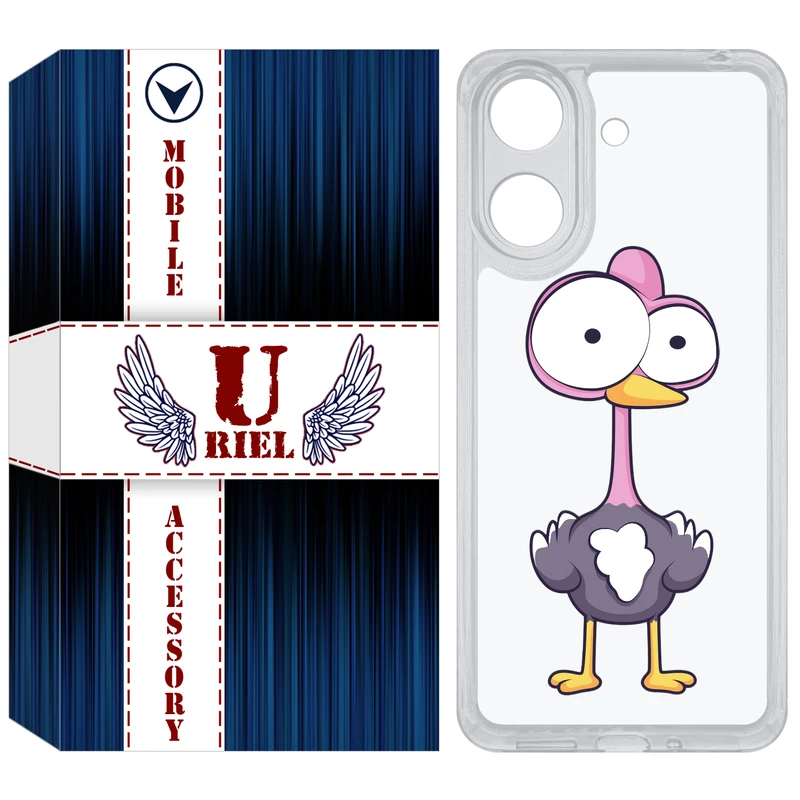 کاور یوریل مدل Clear کد 43 طرح شترمرغ مناسب برای گوشی موبایل شیائومی Redmi 13C / Poco C65