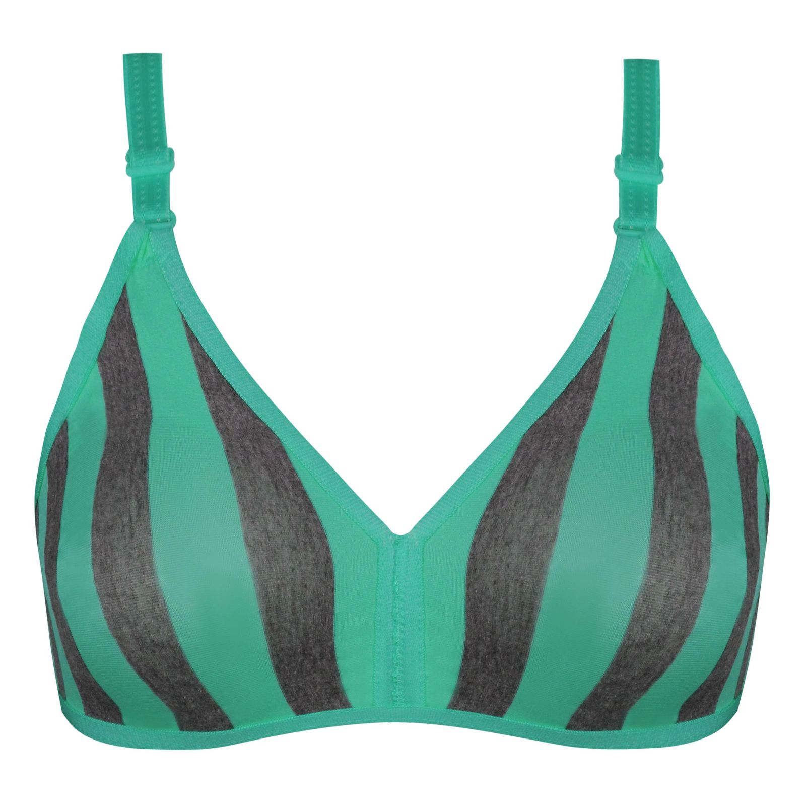 سوتین زنانه ماییلدا مدل راهراه بدون فنر کد 5046 رنگ سبزآبی -  - 2