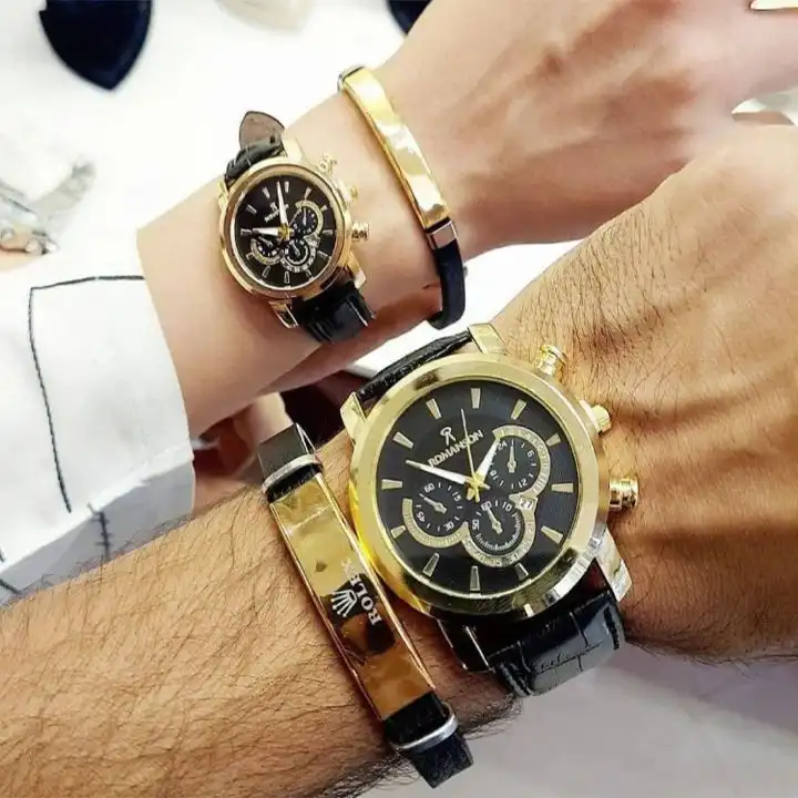 ست ساعت مچی عقربه ای زنانه و مردانه مدل 3موتوره