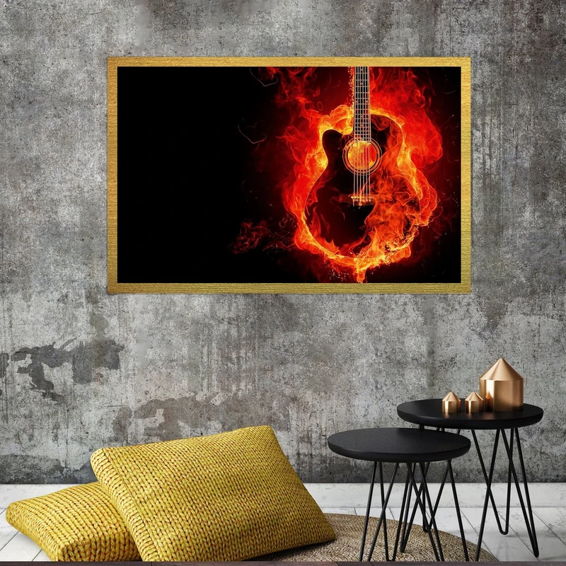 تابلو بکلیت طرح گیتار آتشین مدل قاب شاسی T-S7426