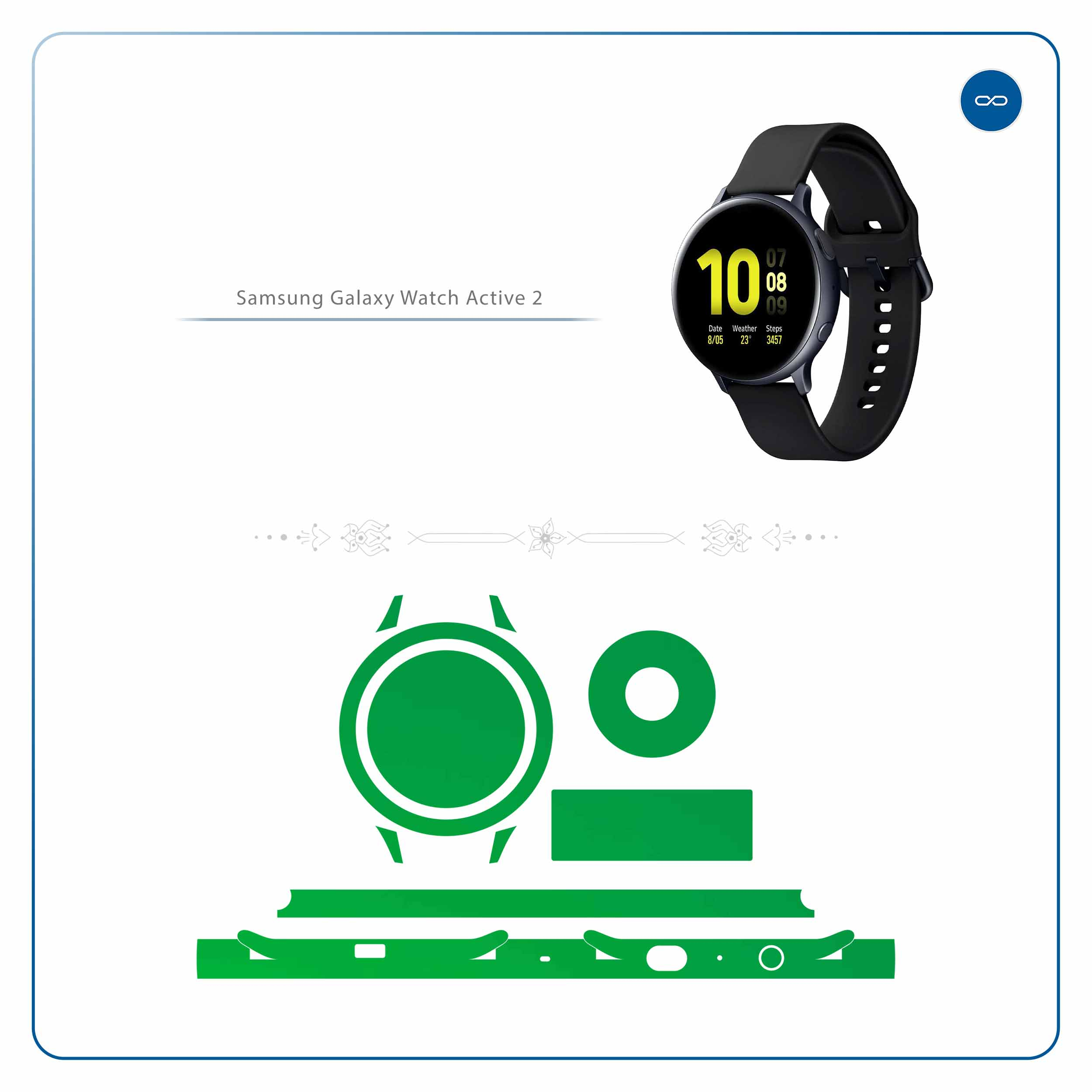 برچسب ماهوت طرح Matte-Green مناسب برای ساعت هوشمند سامسونگ Galaxy Watch Active 2 44mm