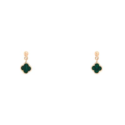 گوشواره میخی طلا 18 عیار زنانه الی گالری مدل  گوی و ونکلیف و مالاکیت