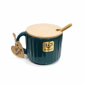 ماگ سرامیکی درب‌دار مدل Kairo به‌همراه قاشق