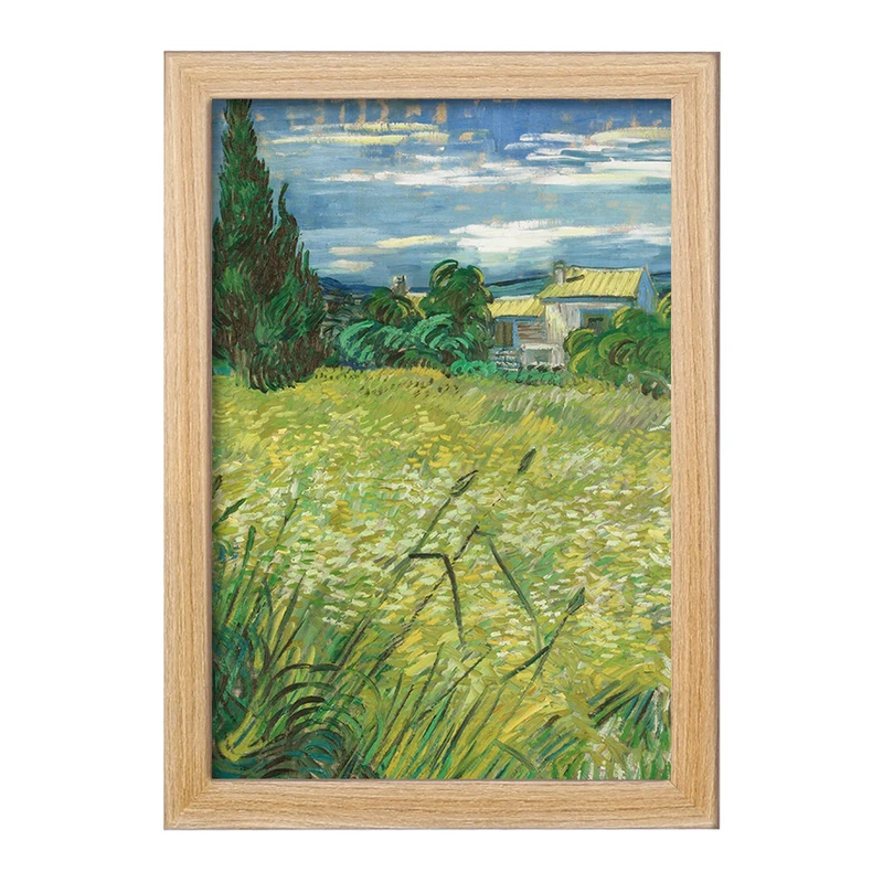 تابلو خندالو مدل گندم زار سبز با سرو ونسان ونگوگ (Van Gogh) کد 36797