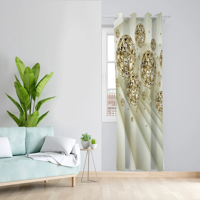 پرده طرح گوی مدل مخمل پانچی کد L 1210L Z سایز 140x200 سانتی متر