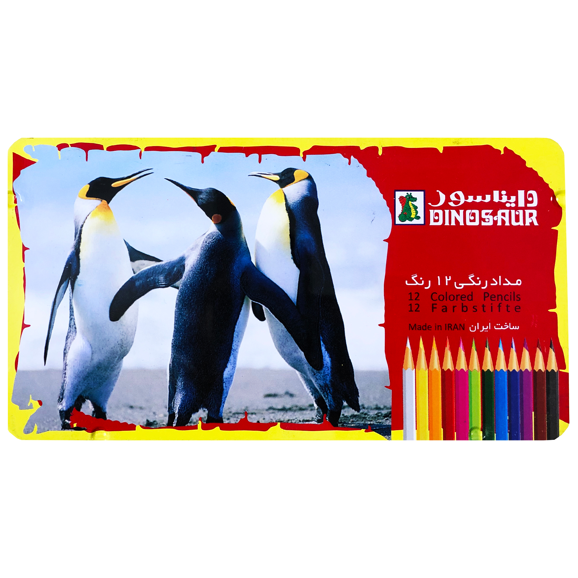 مداد رنگی 12 رنگ دایناسور طرح پنگوئن