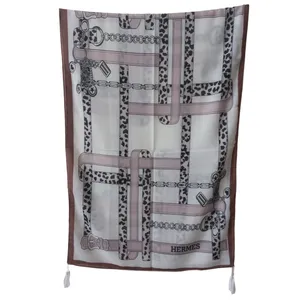 شال زنانه مدل خنک تابستانی پلنگی کمربندی منگوله دار کد 88