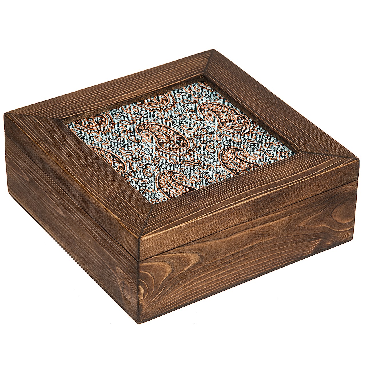 جعبه چوبی گالری زیما طرح ترمه مربعی سایز بزرگ