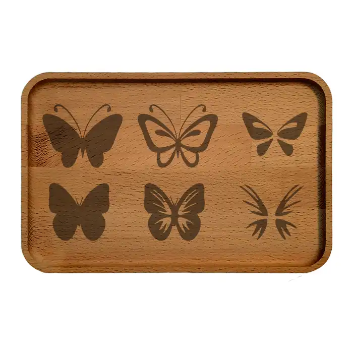 سینی چوبی مدل پروانه ها