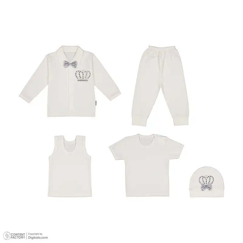 ست 5 تکه لباس نوزادی مدل تاج بهار