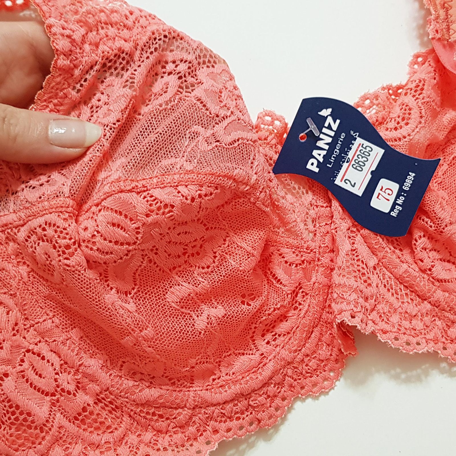 سوتین زنانه پانیذ مدل گیپوری فنردار کد 66365-new رنگ گلبهی -  - 4