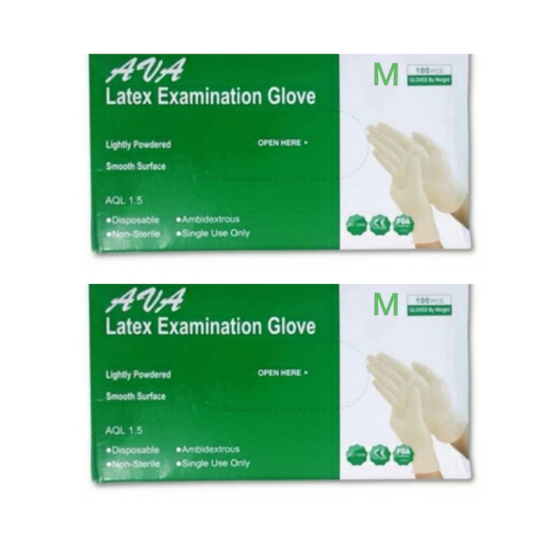 دستکش لاتکس آوا مدل 01m سایز مدیوم بسته 2 عددی