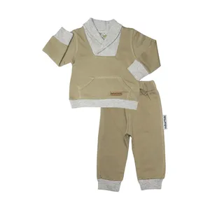 ست سویشرت و شلوار نوزادی آدمک مدل آرشال کد 264600 رنگ زیتونی
