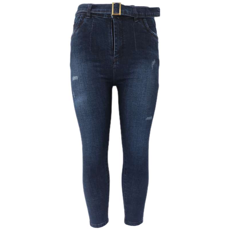 شلوار جین زنانه مدل دمپا فیت کمربندی