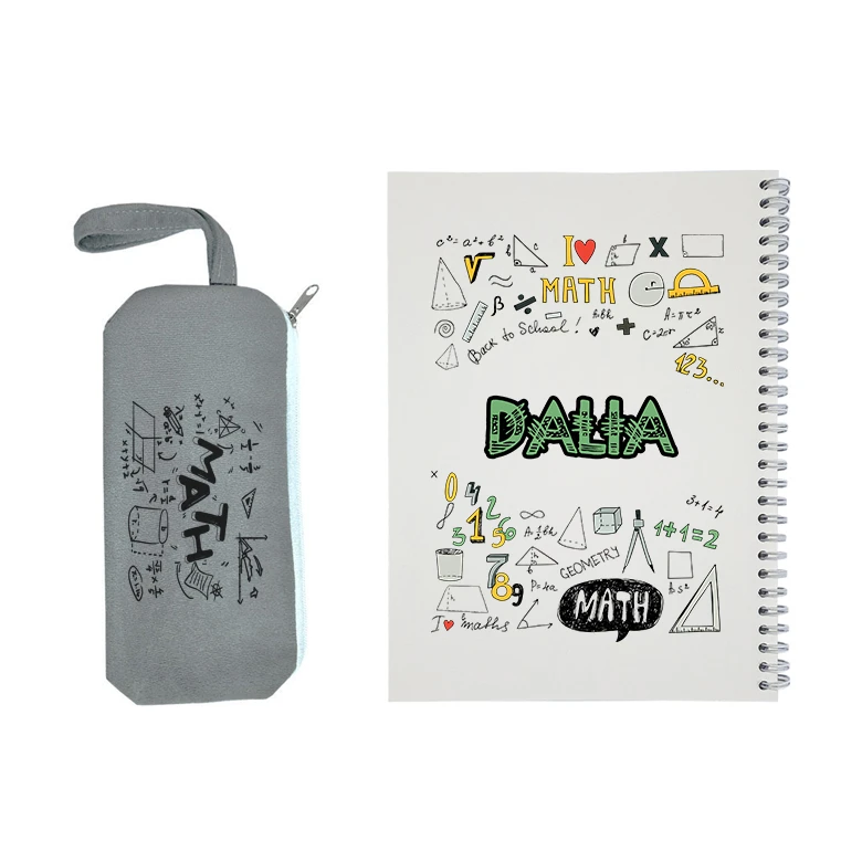 دفتر مشق 50 برگ طرح ریاضی مدل دالیا به همراه جامدادی