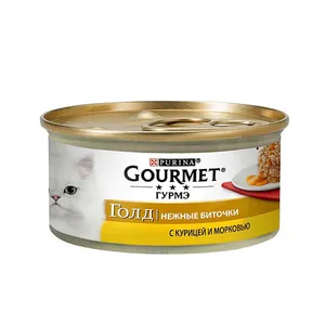 کنسرو گربه گورمت گلد مدل مرغ و هویج وزن 85 گرم