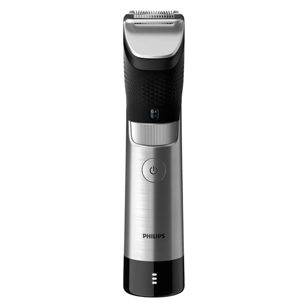 ماشین اصلاح موی صورت فیلیپس مدل BT9810/13 با تیغه استیل ضدزنگ، فناوری PowerAdapt Sensor، استفاده خشک و مرطوب، ضد آب، شانه فلزی قابل تنظیم، باتری لیتیوم یونی با شارژ سریع 60 دقیقه و زمان استفاده 120 دقیقه، طراحی ارگونومیک و منبع انرژی برق و باتری