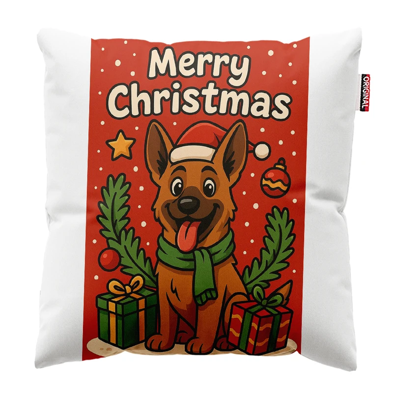 کوسن پاد آفرین مدل کریسمس طرح سگ کد PK302557 سایز 30*30 سانتی متر