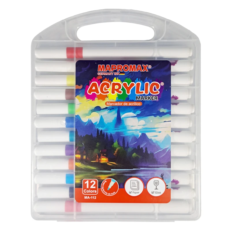 ماژیک مپرومکس مدل اکریلیک کد MA-112 مجموعه 12 عددی