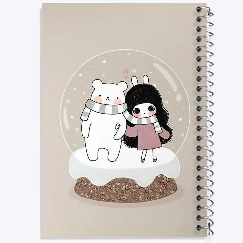 دفتر مشق 50 برگ خندالو طرح دختر و خرس بامزه کد N5302