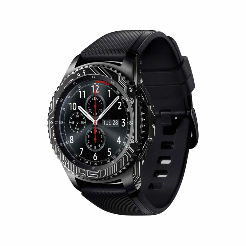 برچسب ماهوت طرح Black-Printed-Circuit-Board مناسب برای ساعت هوشمند سامسونگ Galaxy Gear S3 Frontier