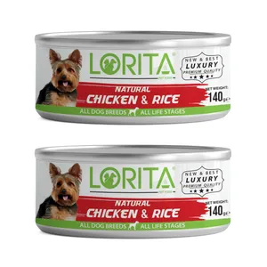 کنسرو غذای سگ لوریتا مدل NATURAL CHICKEN & RICE وزن 140 گرم مجموعه 2 عددی
