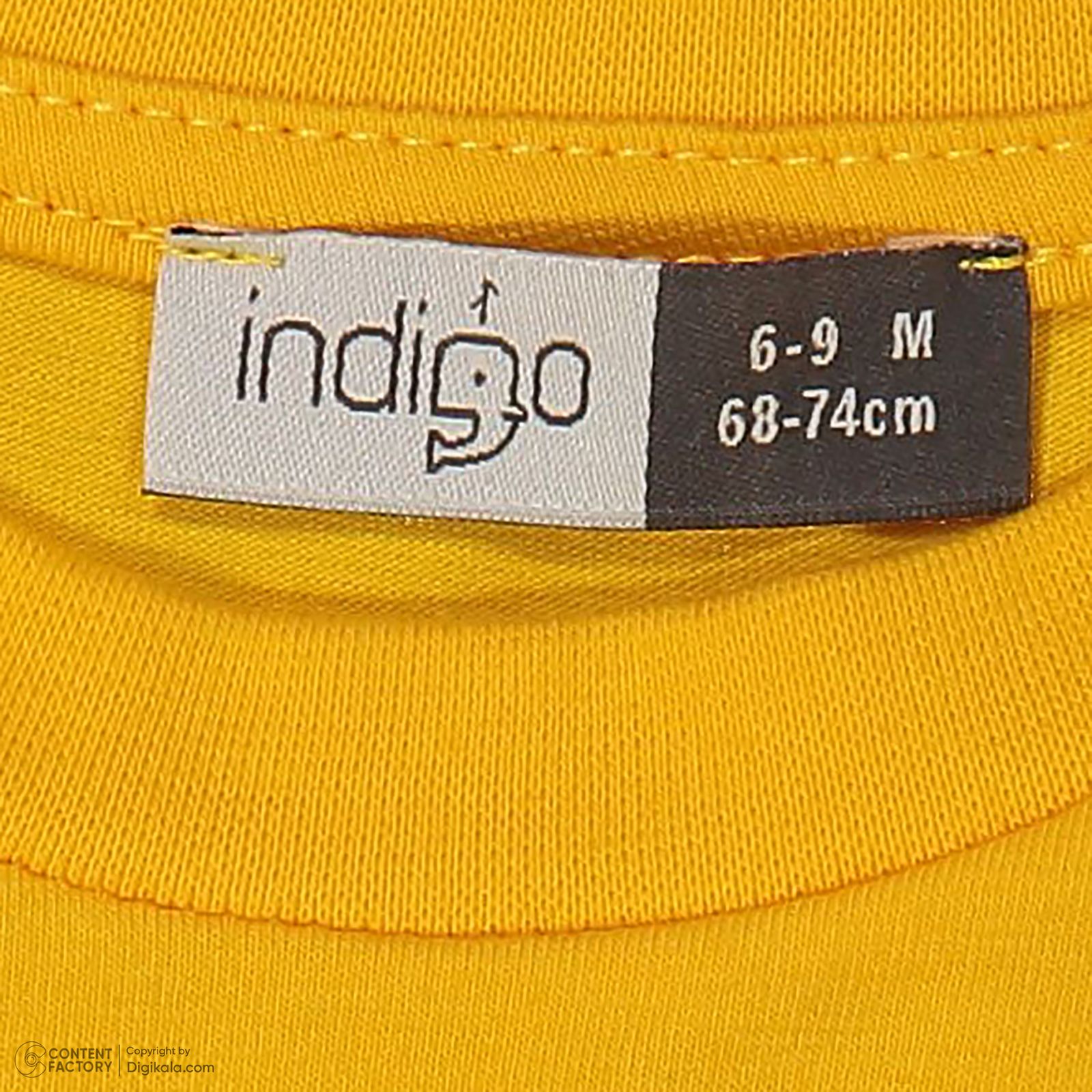 ست تی شرت و شلوارک نوزادی پسرانه ایندیگو مدل 13215 رنگ زرد -  - 9