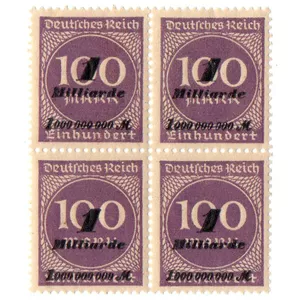 تمبر یادگاری مدل 1.000.000.000 مارک آلمان رایش بسته 4 عددی