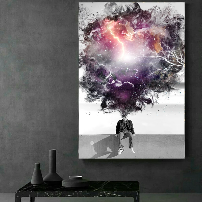 تابلو شاسی طرح سورئال مدل Ovethinking کد AR852