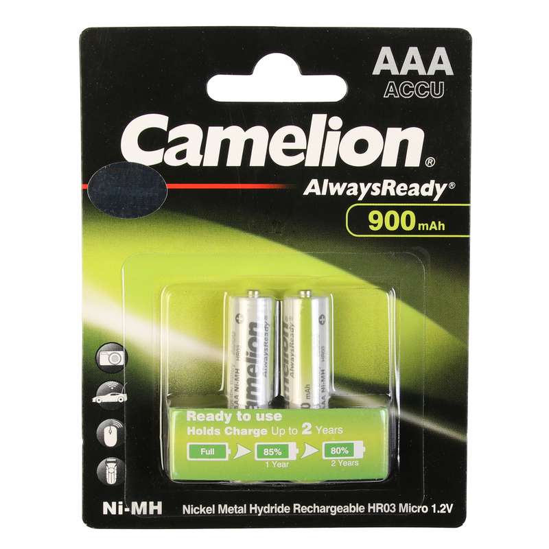 باتری نیم قلمی قابل شارژ کملیون مدل Always Ready HR03 900 بسته 2 عددی باتری نیم قلمی قابل شارژ کملیون مدل Always Ready HR03 900 بسته 2 عددی