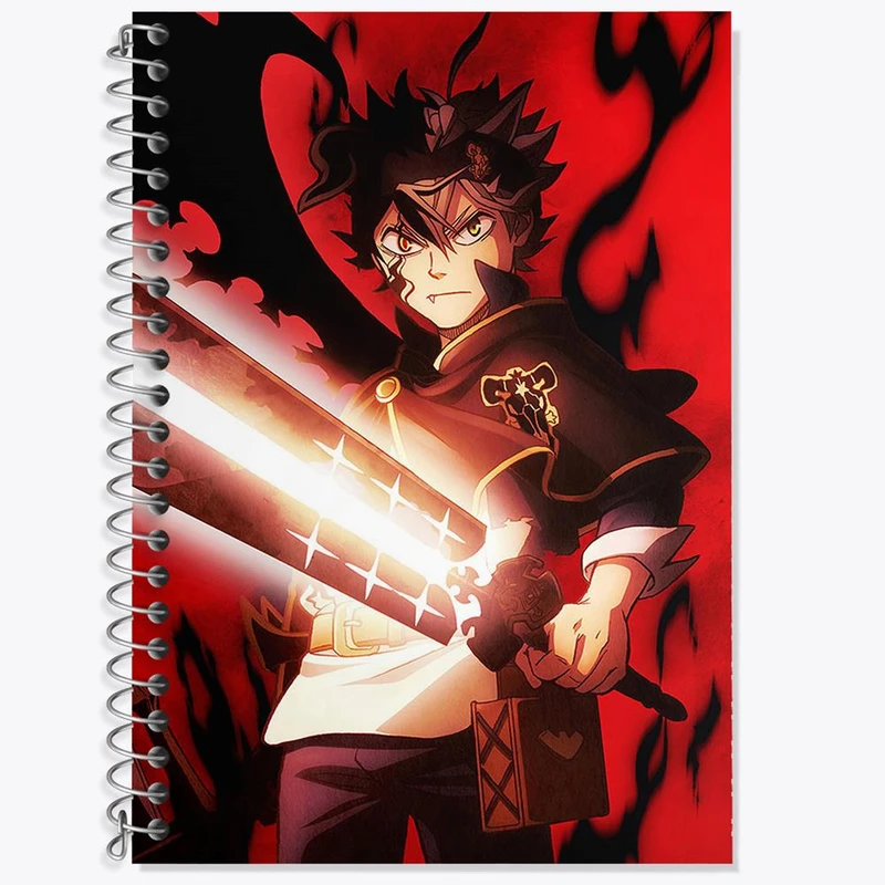 دفتر زبان 50 برگ خندالو مدل سه خط طرح آستا انیمه بلک کلاور Black Clover کد 11705