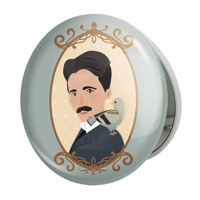 آینه جیبی خندالو طرح نیکولاس تسلا Tesla مدل تاشو کد 29498