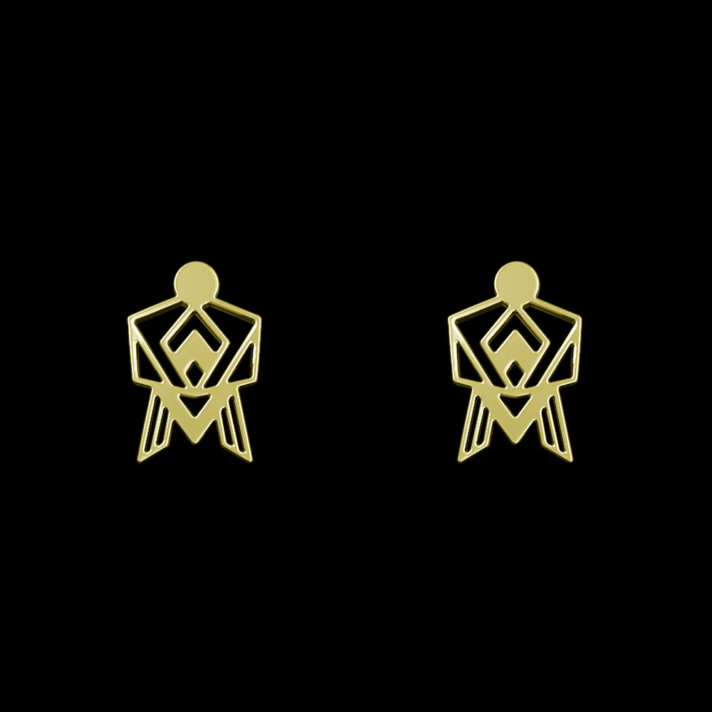 گوشواره طلا 18 عیار زنانه مدوپد مدل هندسی کد GA1-10414