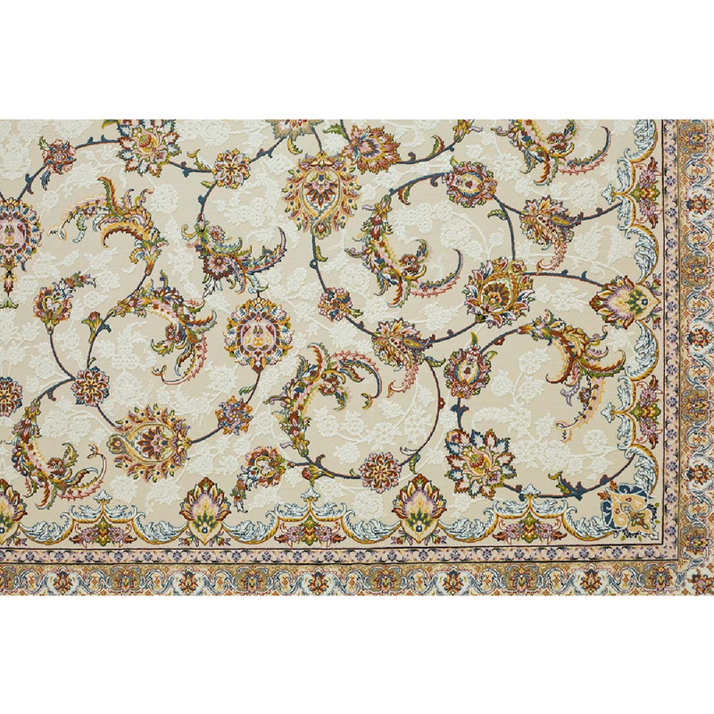 فرش ماشینی افرند کد 2222 زمینه کرم