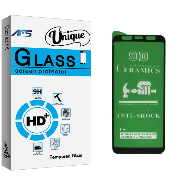محافظ صفحه نمایش 9D ای اف اس مدل Unique Glass مناسب برای گوشی موبایل سامسونگ Galaxy J4 Plus/J6 Plus/A7 2018