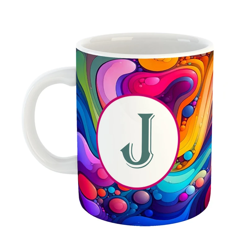 ماگ پادآفرین مدل فانتزی طرح حرف J کد 18